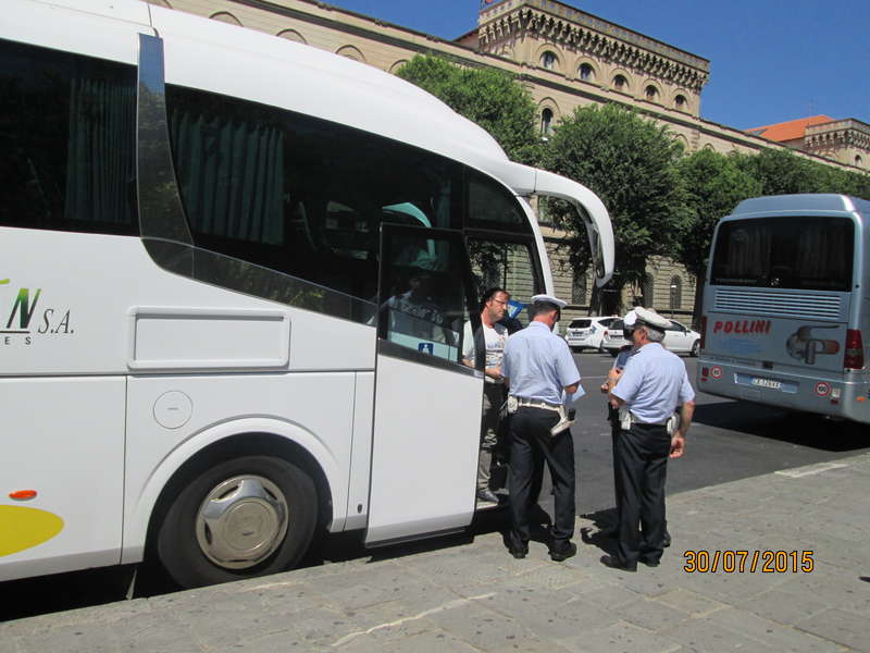 Tourist coaches arriving in Florence