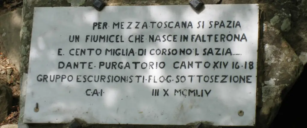 Targa con i versi di Dante a Capo d'Arno