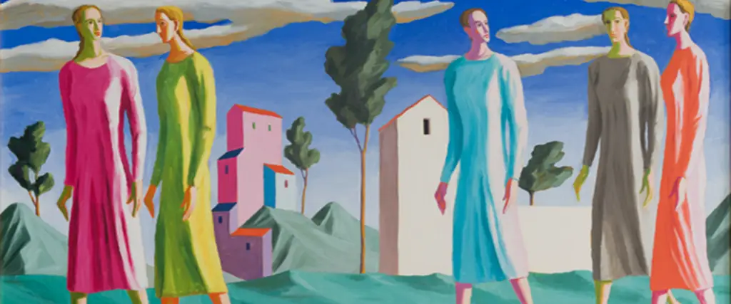 Lorenzo Bonechi. Corteo muliebre, olio su tela - 1987