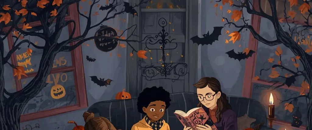 bambini intorno al fuoco a leggere tutti insieme