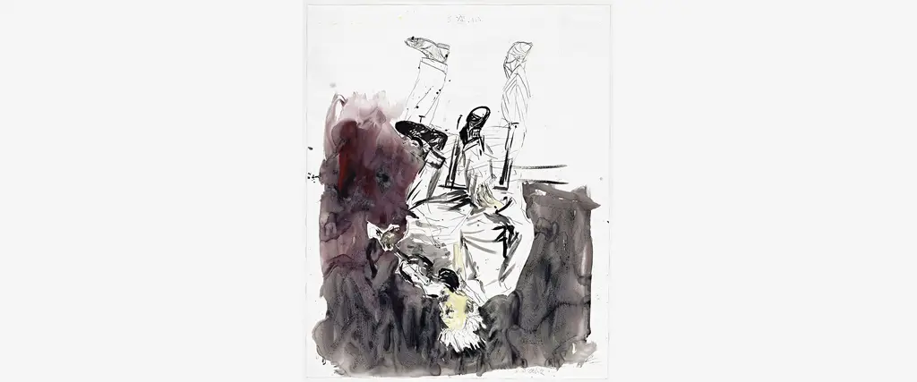 opera di Baselitz. Albert Einstein capovolto che suona il violino