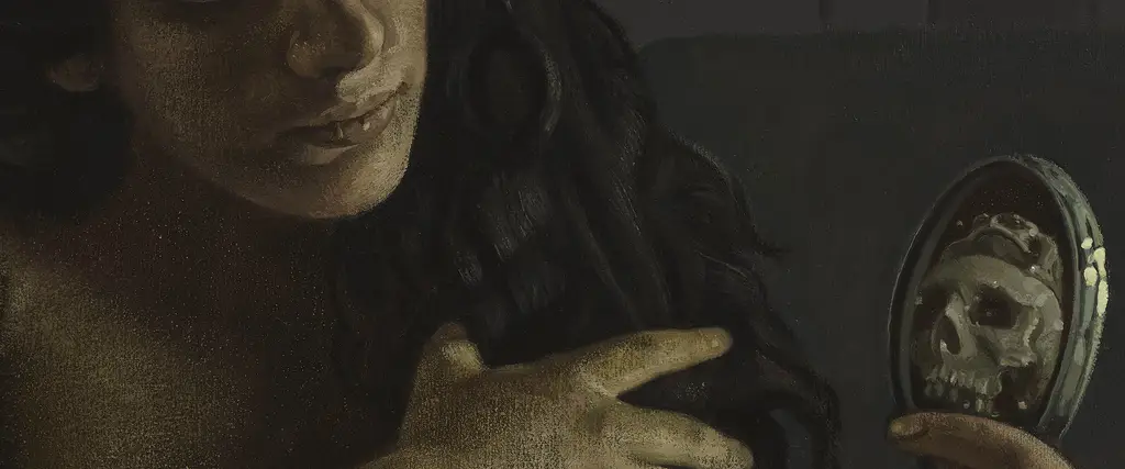 Maiden with skull