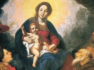 Jacopo Vignali, Madonna con bambino e santi  Nella piccola sacrestia sono raccolti gli arredi liturgici tra cui una importante e antica croce astile datata 1378.