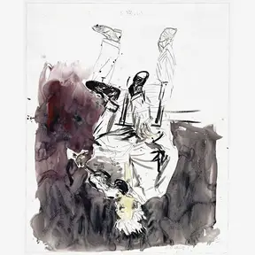 opera di Baselitz. Albert Einstein capovolto che suona il violino