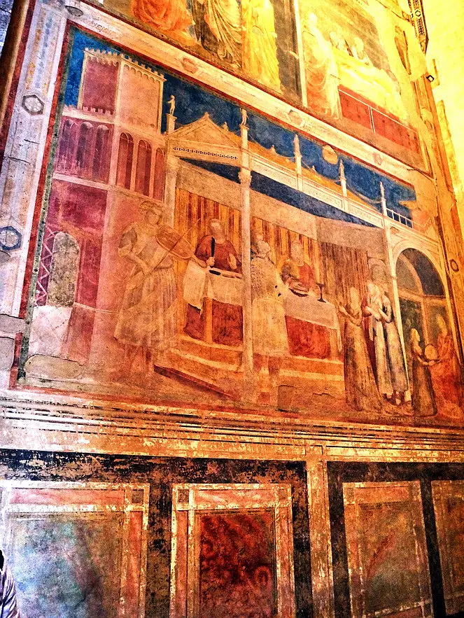 Cappella Peruzzi, dettaglio delle pitture a secco di Giotto sul lato sinistro